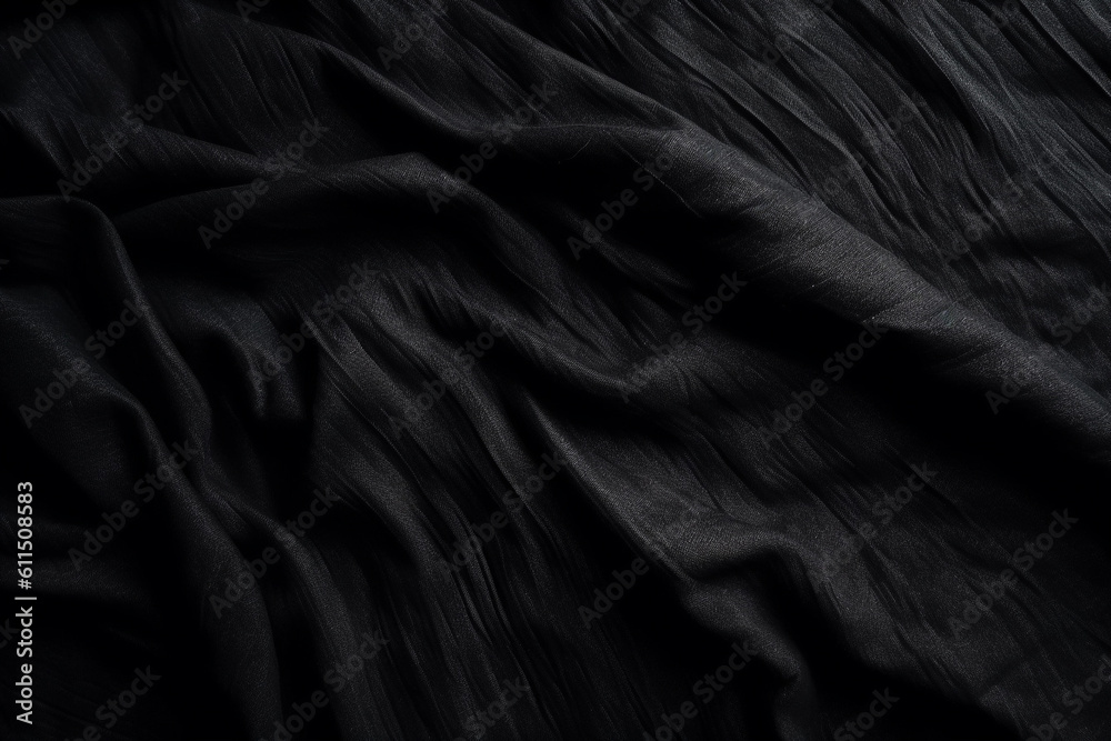 the captivating blend of textures in a striking black textile and a subtle light casting its glow from the corner. Generative AI. the captivating blend of textures in a striking black textile and a subtle light casting its glow from the corner. Generative AI.