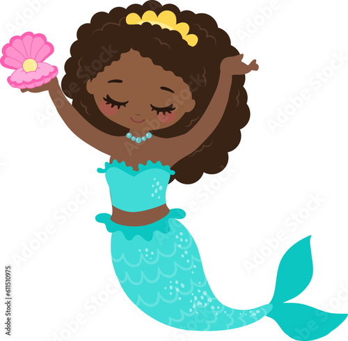  African American, Mermaid, Little Girl, Under the sea