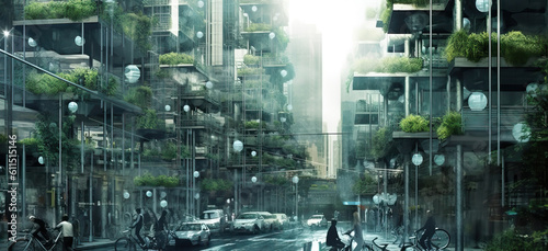 Futuristic sustainable city  urban background  generative ai