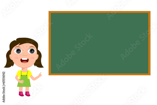 young little boy girl lesson classroom blackboard showing pointing elementary school concept design