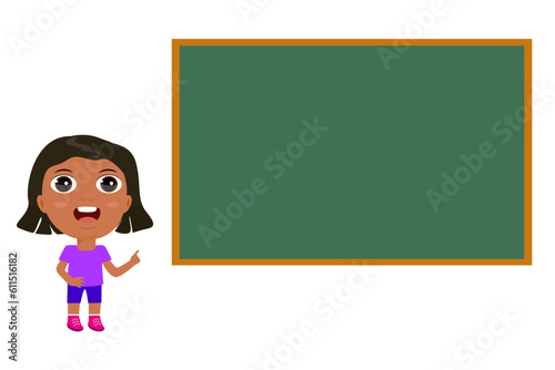 young little boy girl lesson classroom blackboard showing pointing elementary school concept design