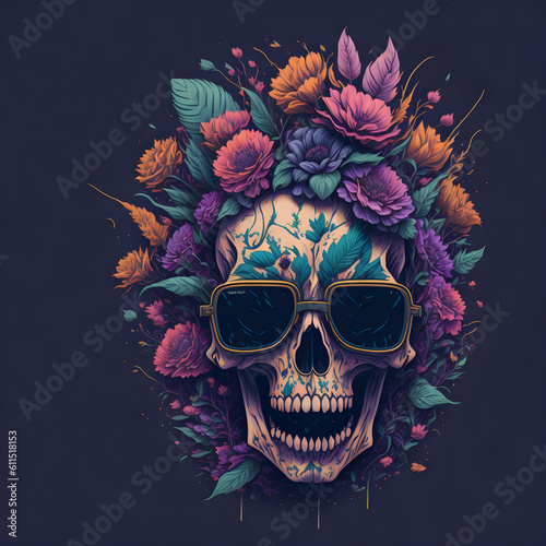 Elegant Floral Skull | High-Quality Images of Decorative Skulls with Floral Patterns for Creative Design Projects