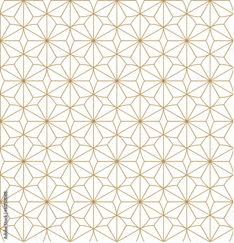 Japanese seamless pattern with geometric pattern vector. Asian background with oriental decoration in vintage style. Floral pattern in minimal style