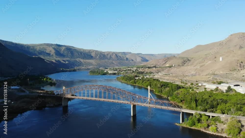 Aerial View Of The Auto Bridge Over Columbia River Washington State Aerial View Of The Auto Bridge Over Columbia River Washington State
