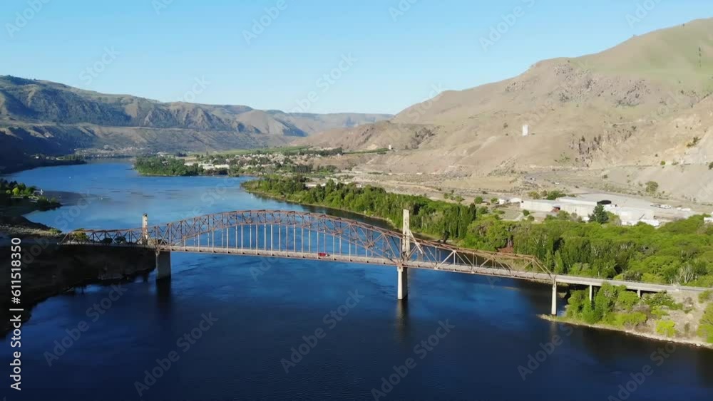 Aerial View Of The Auto Bridge Over Columbia River Aerial View Of The Auto Bridge Over Columbia River