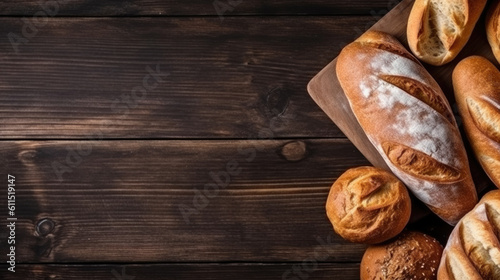 Different bread on a rustic dark background