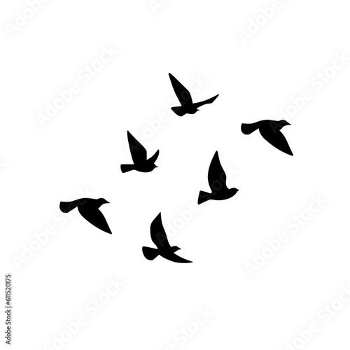 Flying bird silhouette. Vector illustration. a flock of flying birds. tattoo design