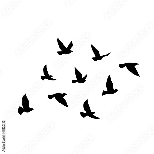 Flying bird silhouette. Vector illustration. a flock of flying birds. tattoo design