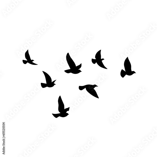 Flying bird silhouette. Vector illustration. a flock of flying birds. tattoo design