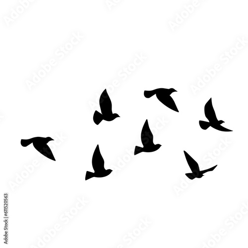Flying bird silhouette. Vector illustration. a flock of flying birds. tattoo design