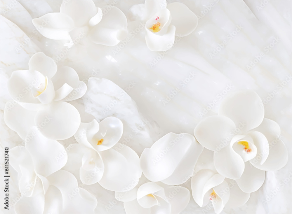 Elegant floral background with beautiful white flower pattern, luxury