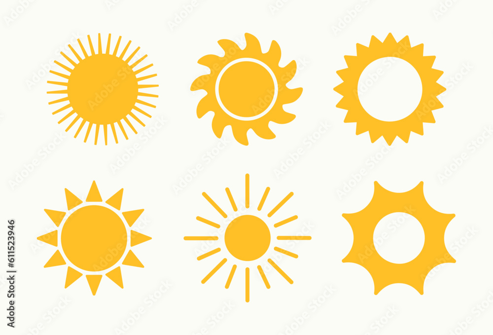 Vector illustration of sun, summer, sunset. Yellow, orange icon. Symbol day Vector illustration of sun, summer, sunset. Yellow, orange icon. Symbol day