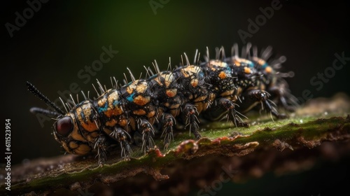 caterpillar animal with close up perfect angel view and blur background © GradPlanet