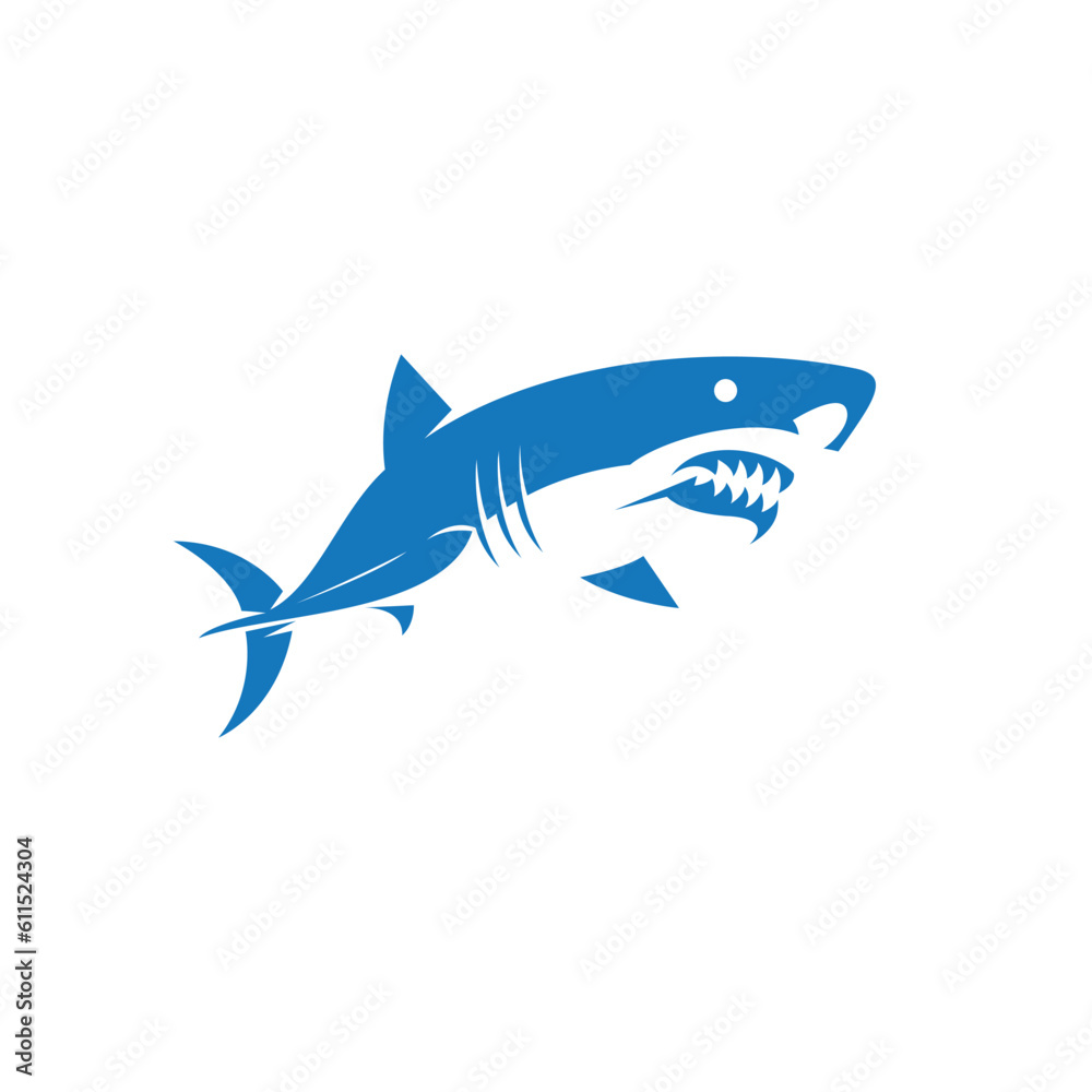 Retro hand drawn shark logo design vector Retro hand drawn shark logo design vector