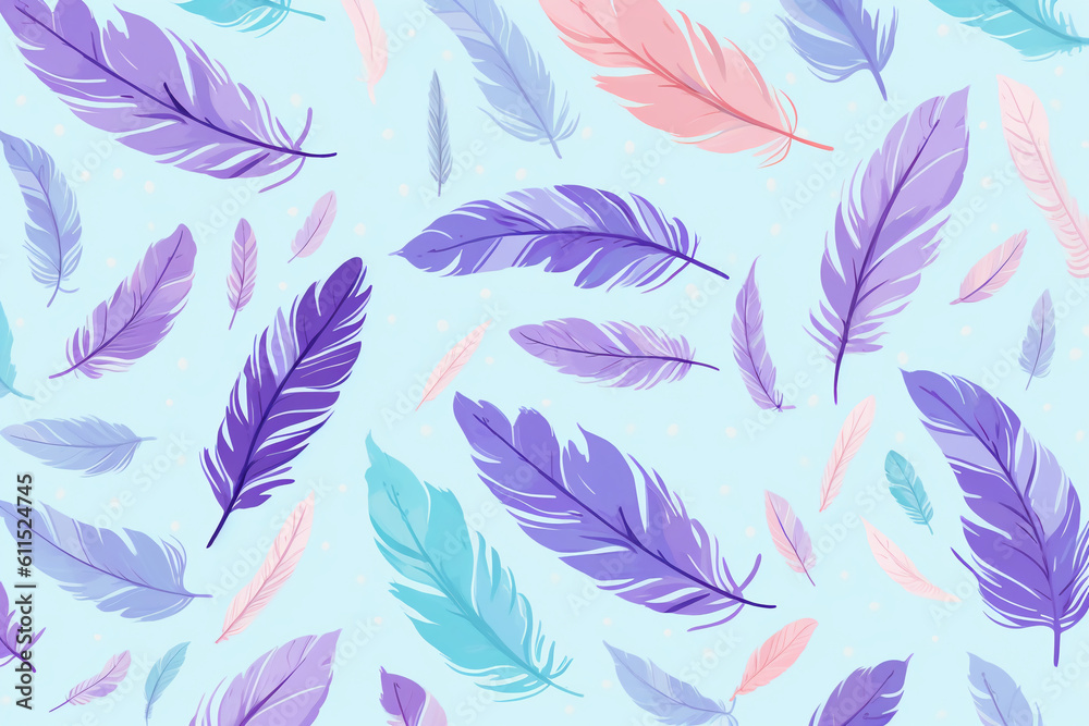 pattern featuring minimalistic and stylized illustrations of feathers. AI generative pattern featuring minimalistic and stylized illustrations of feathers. AI generative