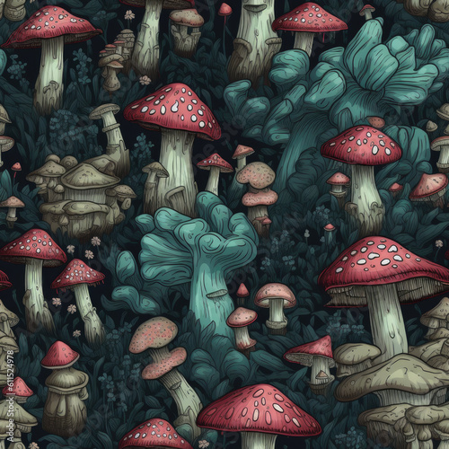 Geometric mushroom in the forest