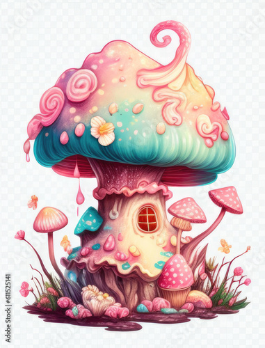 Illustration mushroom in the forest