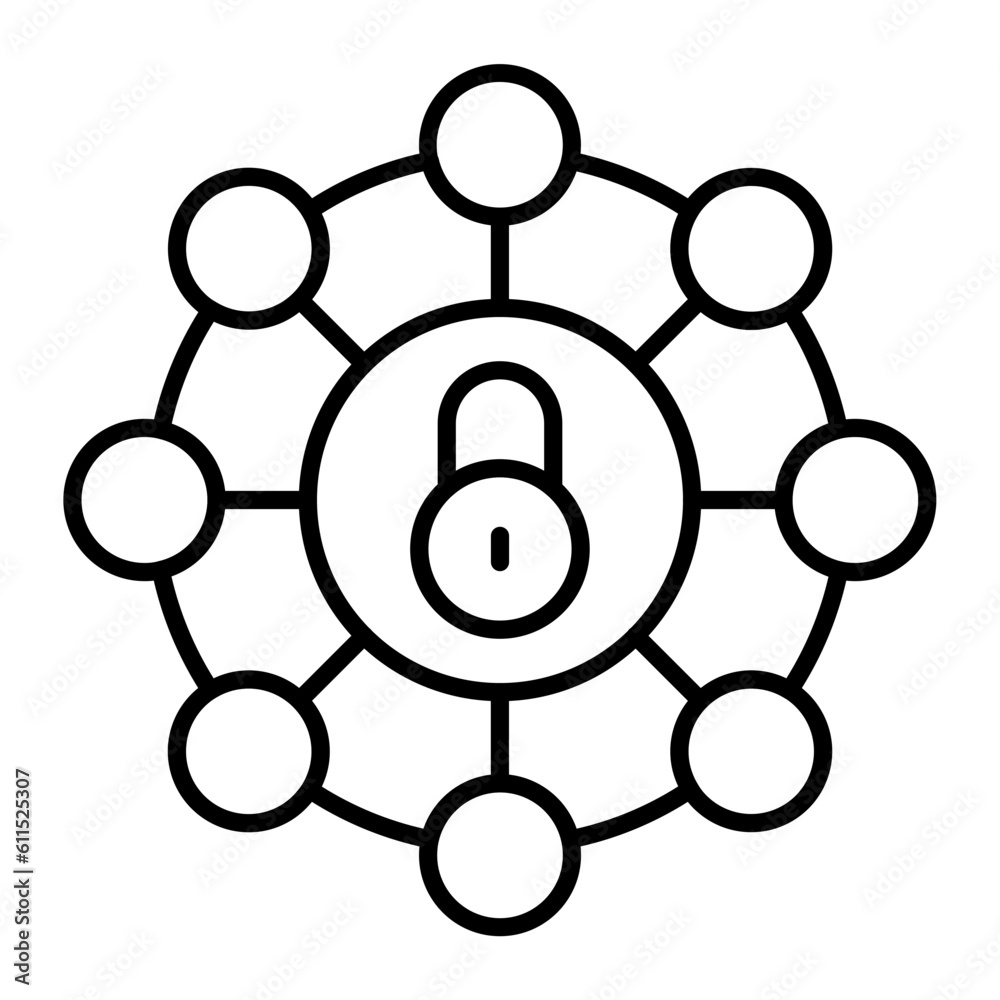 Protected Network Thin Line Icon Protected Network Thin Line Icon