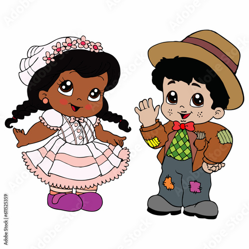 Casal caipira vetor festa junina fofo enfeite decoração