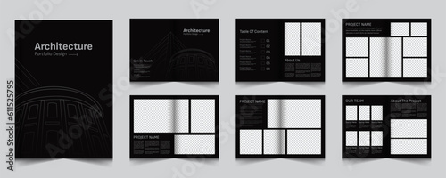 Architecture and interior portfolio layout design, a4 standard size print ready brochure template. Architecture portfolio design, a4 size brochure design for interior
