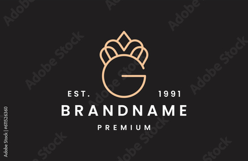 Letter logo G with crown vector symbol illustration design