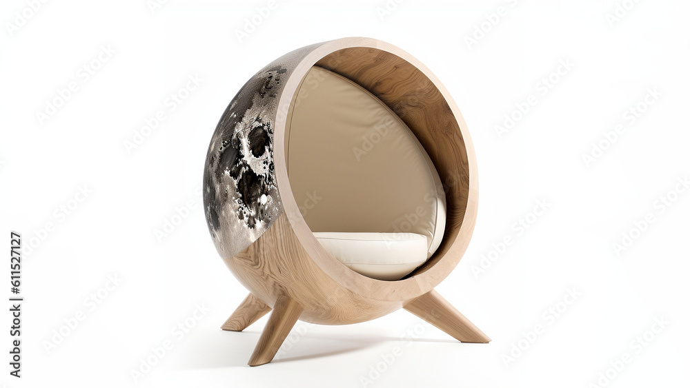 Pod chair Moon Concept made of Wood Generative by AI Pod chair Moon Concept made of Wood Generative by AI