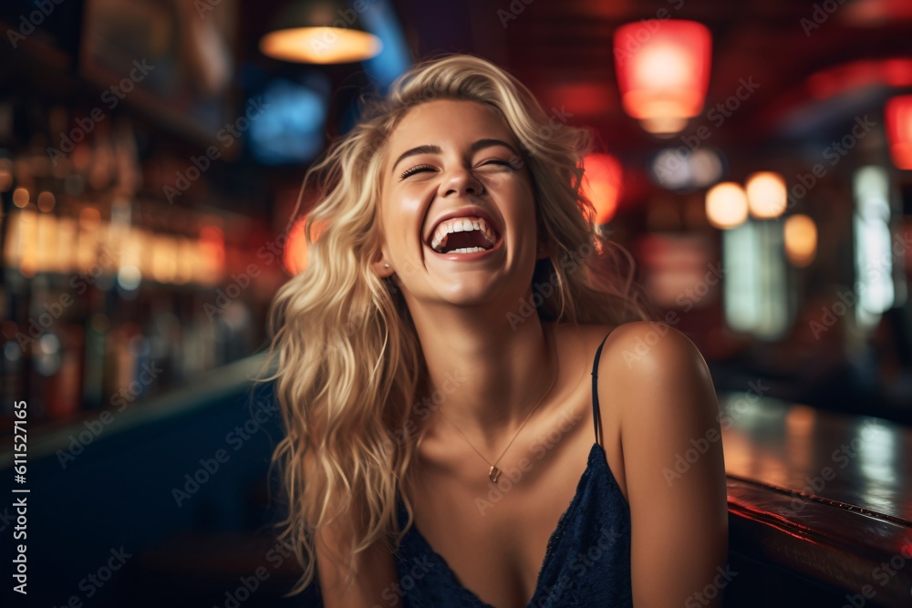 AI generated beautiful woman laughing
