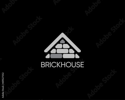 Brick house logo design template for business identity.