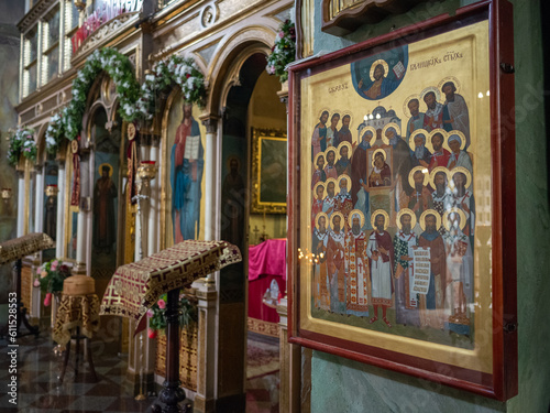 icons on the alter of orthodox church in lviv old city photo