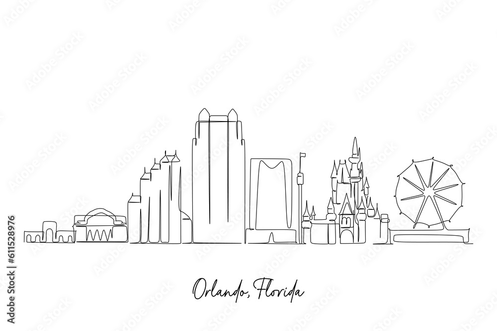 Outline cityscape of Orlando Florida, United States of America. Vector illustration.