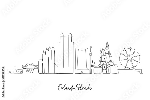 Outline cityscape of Orlando Florida  United States of America. Vector illustration.