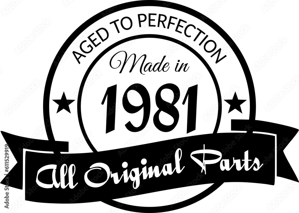 Fototapeta premium Made in 1981, Aged to Perfection, All Original Parts