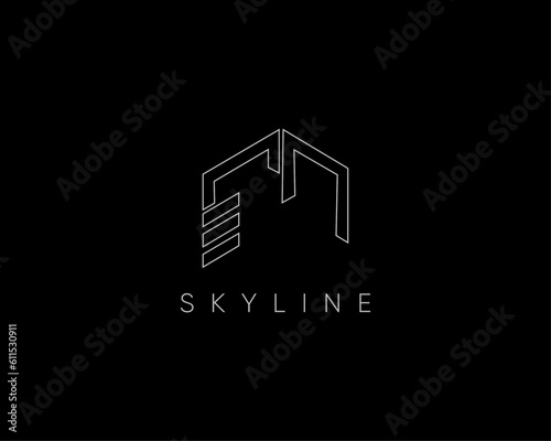 Modern real estate logo design concept. Elegant design for real estate agency, skyscrapers, cityscape planning, apartment complex, construction and architecture. photo