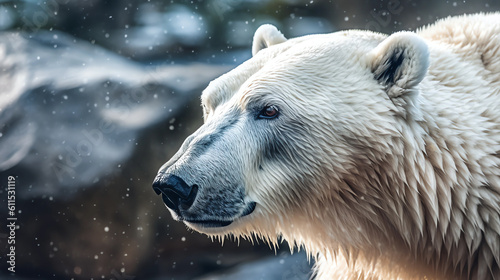 A polar bear living outdoors in nature 