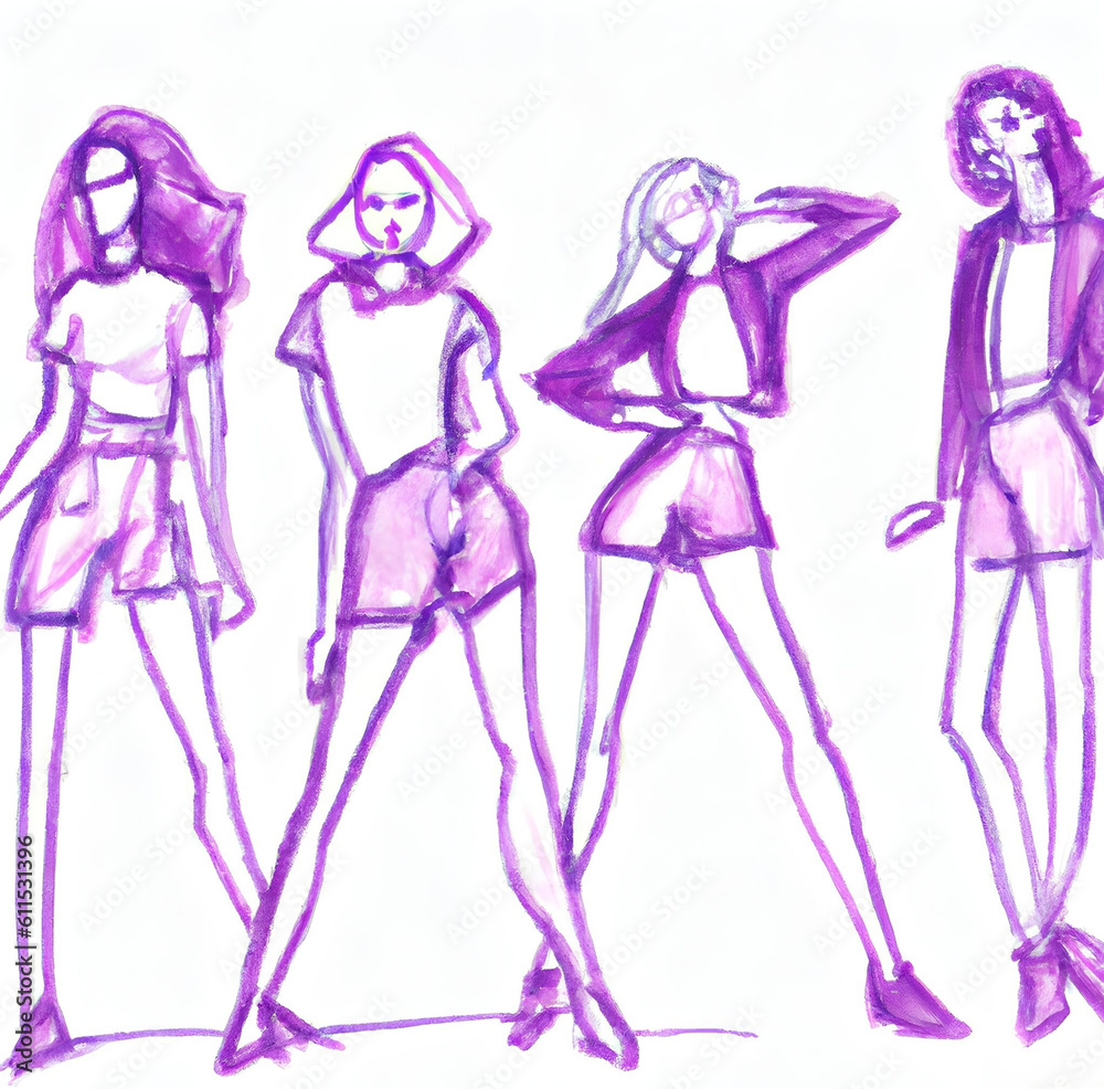 Generic Girl Group Posing Together in Various Positions Generic Girl Group Posing Together in Various Positions