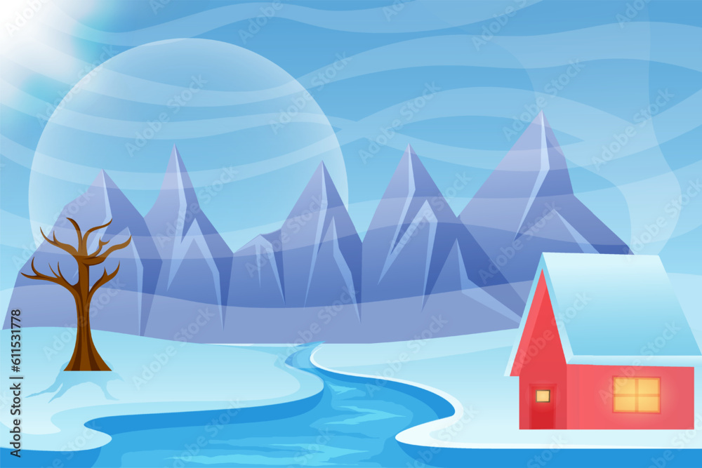 Winter Scene Flat Design Illustration