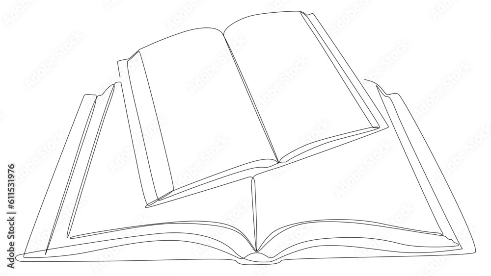 One continuous line of books. Thin Line Illustration vector concept. Contour Drawing Creative ideas. One continuous line of books. Thin Line Illustration vector concept. Contour Drawing Creative ideas.