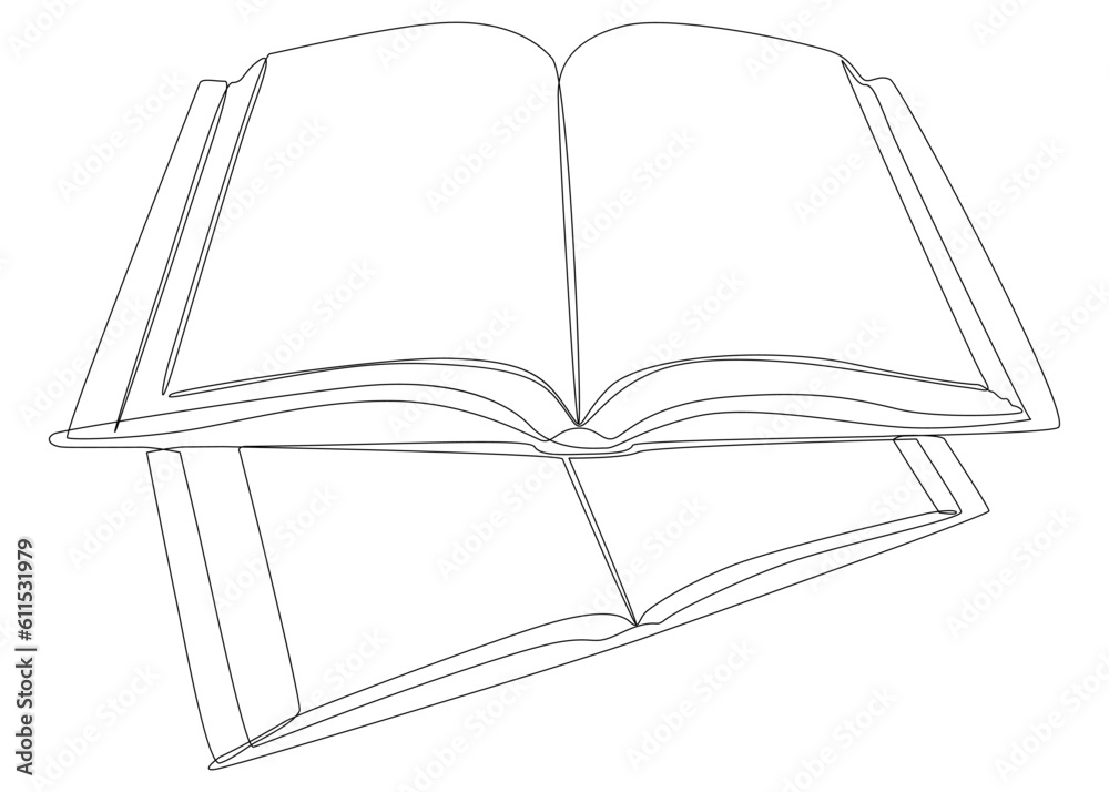 One continuous line of books. Thin Line Illustration vector concept. Contour Drawing Creative ideas. One continuous line of books. Thin Line Illustration vector concept. Contour Drawing Creative ideas.