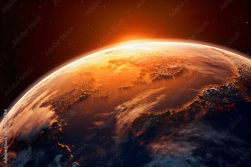 close up of earth on fire,global warming concept - obrazy, fototapety, plakaty 