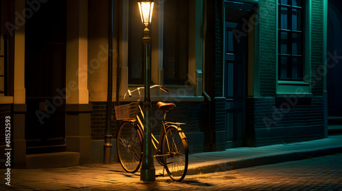 Bike at night. Generative AI.
