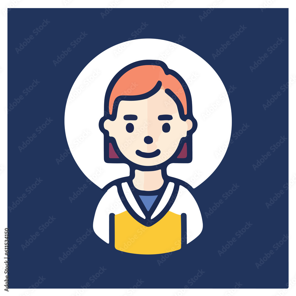 Isolated man and woman cartoon design, flat icon head avatar, Positive face businesswoman upper body icon vector illustration, person Illustration Isolated,  Modern Line Icon,  Cute Young Character 
