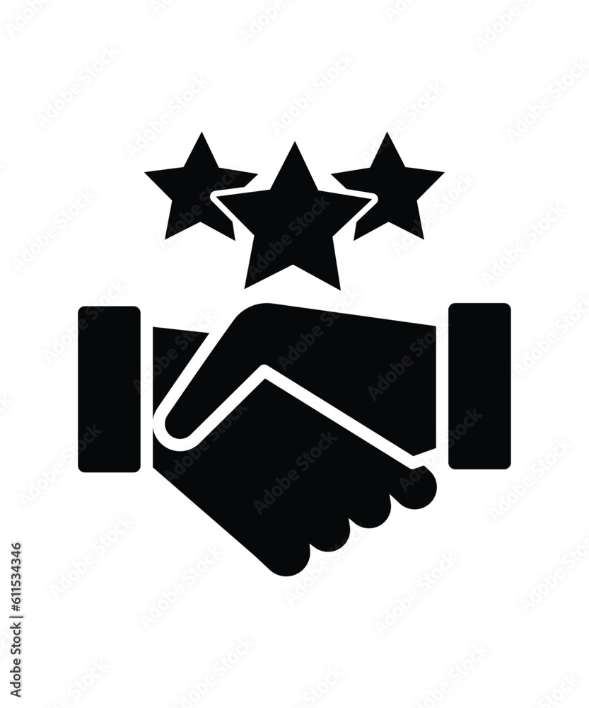 handshake with 3 star icon, vector best flat icon. handshake with 3 star icon, vector best flat icon.