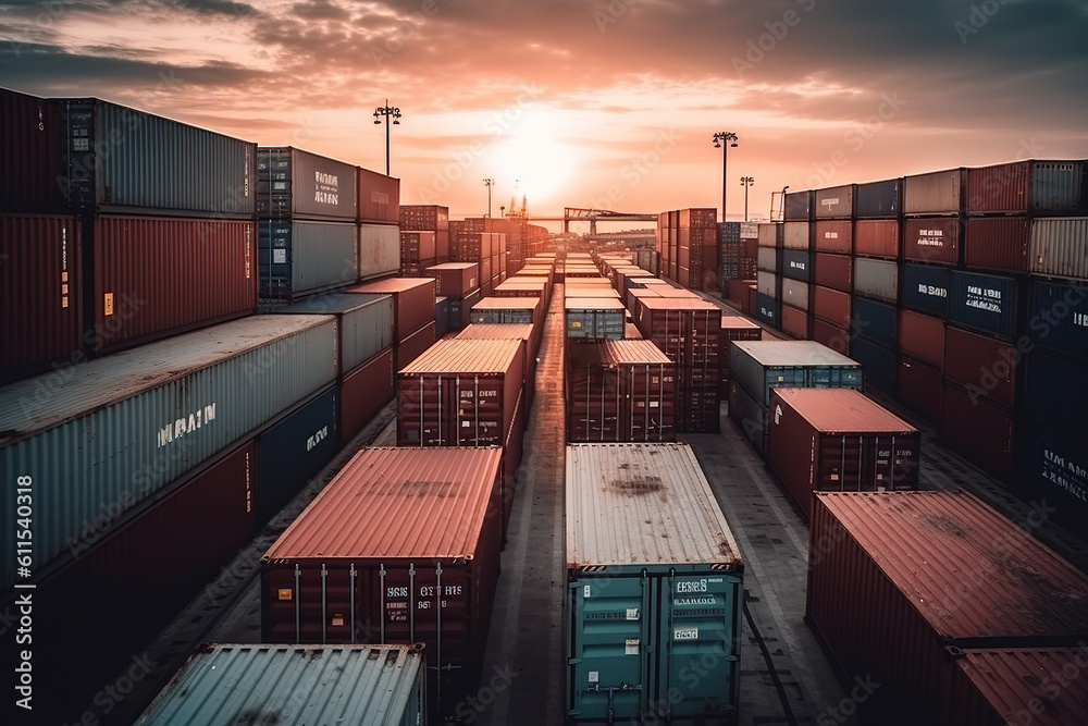 Background cargo in containers freight ships for import export business