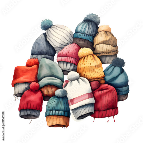 Wool socks hat on a white PNG transparency background