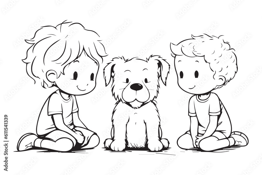 Kids Coloring Book, Coloring Pages, Dog Character Coloring Page With ...