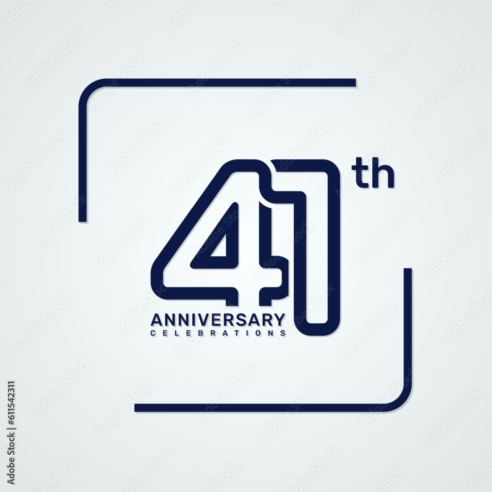 41th anniversary logo design with double line style concept, logo vector template