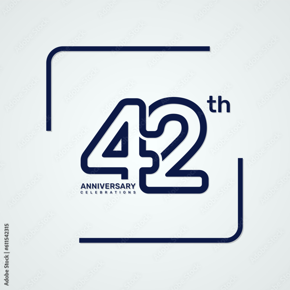 42th anniversary logo design with double line style concept, logo ...
