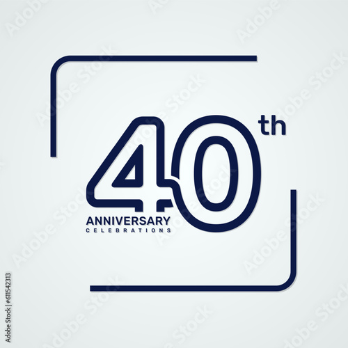 40th anniversary logo design with double line style concept, logo vector template