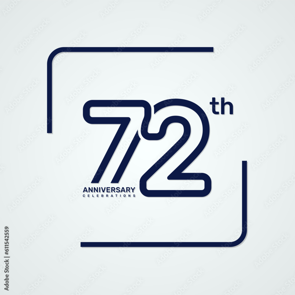 72th anniversary logo design with double line style concept, logo vector template