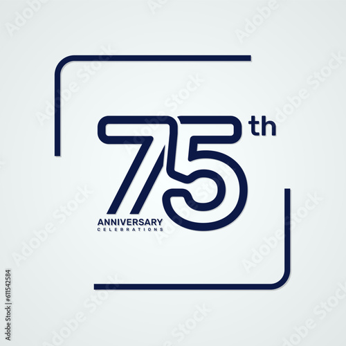 75th anniversary logo design with double line style concept, logo vector template